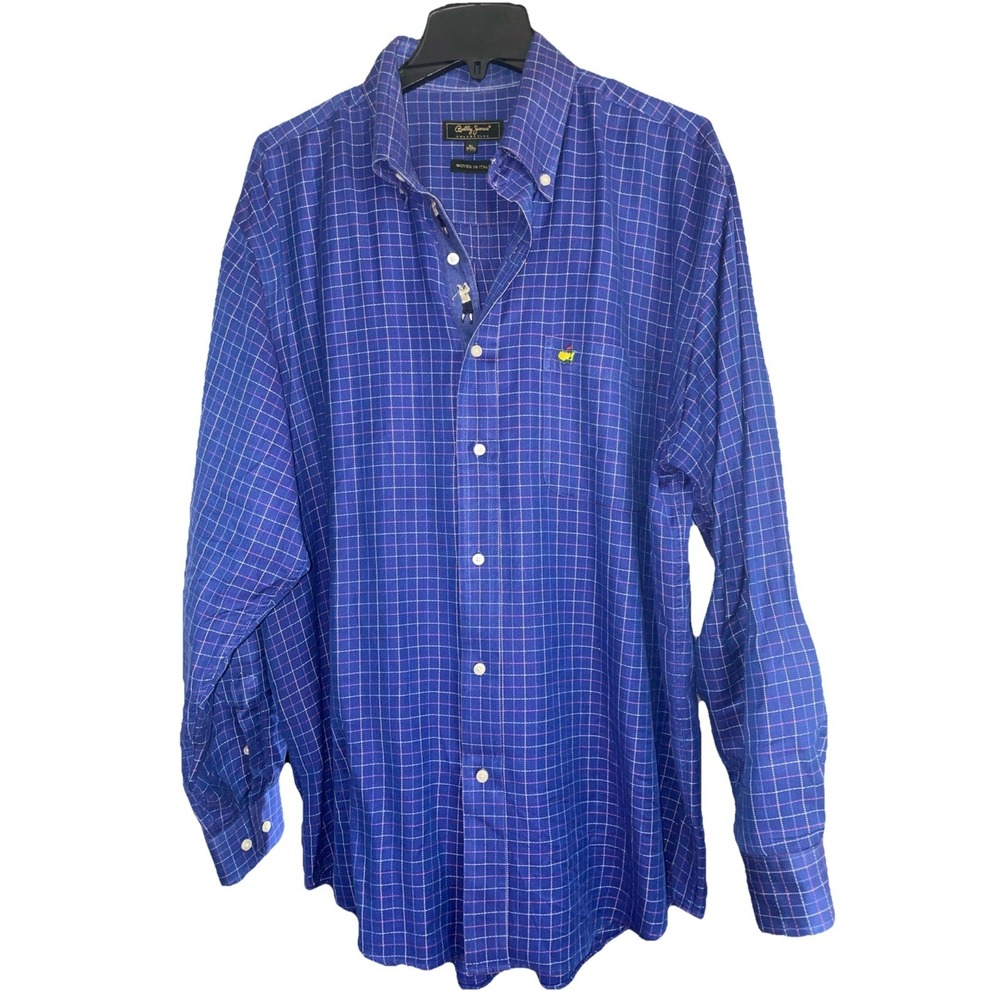Bobby Jones Collection Masters XL Blue Plaid Button Down Shirt